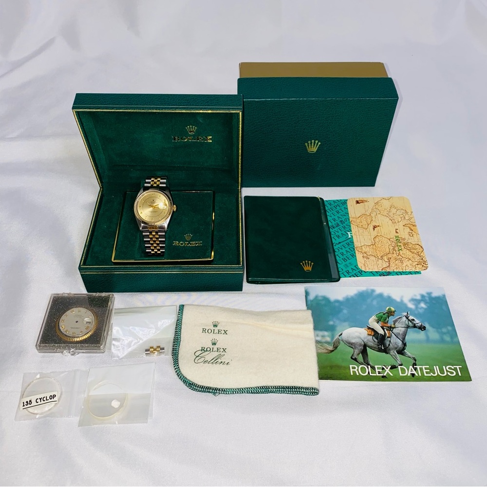 Rolex Datejust 36mm 18K and Stainless Steel Champagne Boiler Gauge Dial 16013